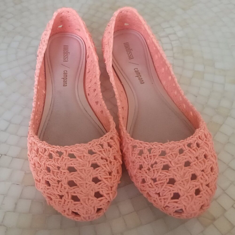 EUC Melissa Campana Jelly Crochet Flat Women’s